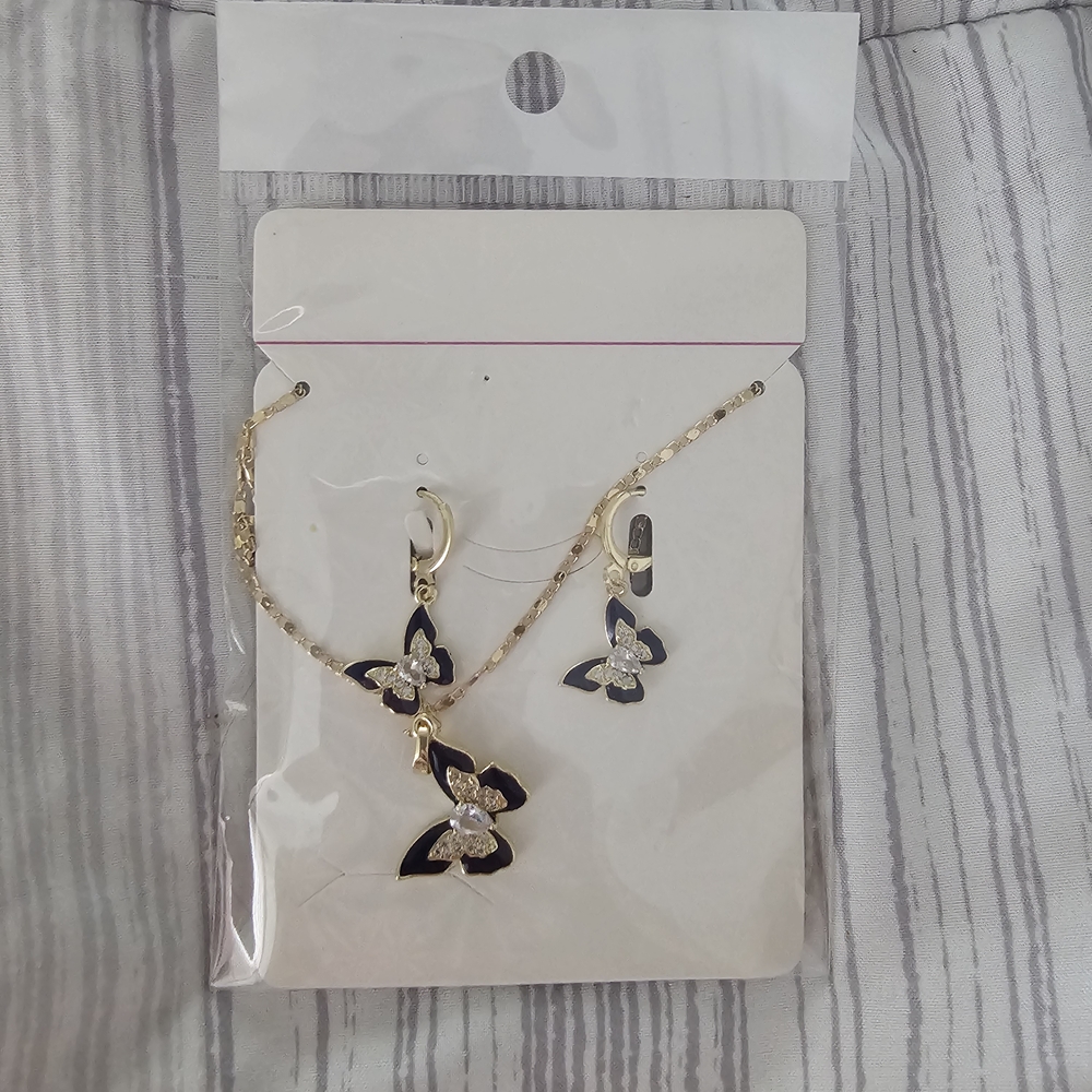 Gold and Black Butterfly Necklace